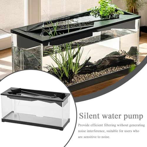 TINGLEY TROPICALS Small Fish Tank, Acrylic Clear Desk Aquarium, Compact Starter Kit with Filter, Built-In Air Pump System, 12.4x5.31x6.5inches Modern Tabletop Design for Home and Living Room Decor
