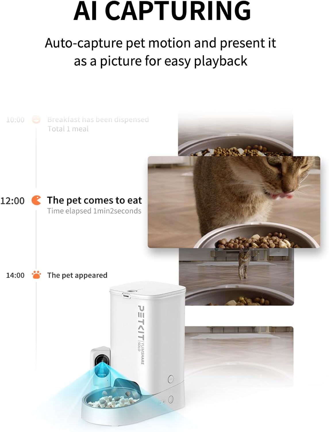 PETKIT Automatic Cat Feeder with Camera, 1080P HD Video with Night Vision, 2-Way Audio, 3L Auto Cat Feeder with Battery-Backup, Low Food & Blockage Sensor, App Control Cat Food Dispenser