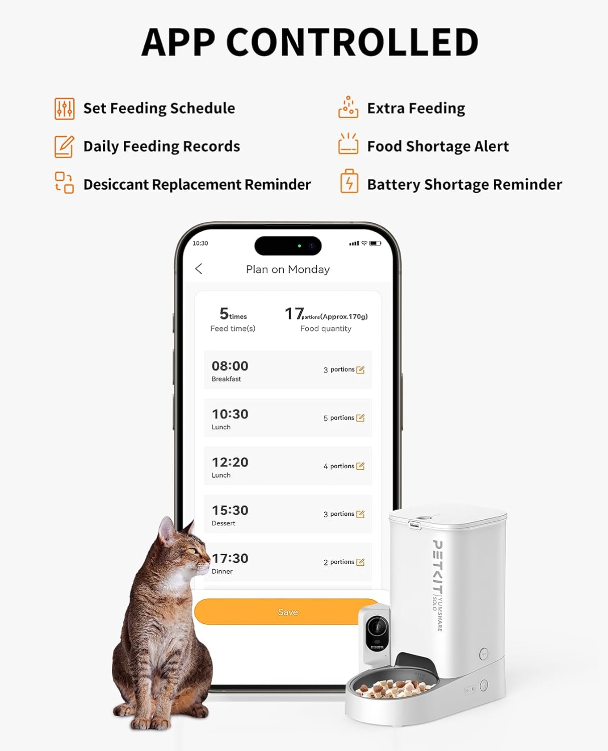 PETKIT Automatic Cat Feeder with Camera, 1080P HD Video with Night Vision, 2-Way Audio, 3L Auto Cat Feeder with Battery-Backup, Low Food & Blockage Sensor, App Control Cat Food Dispenser