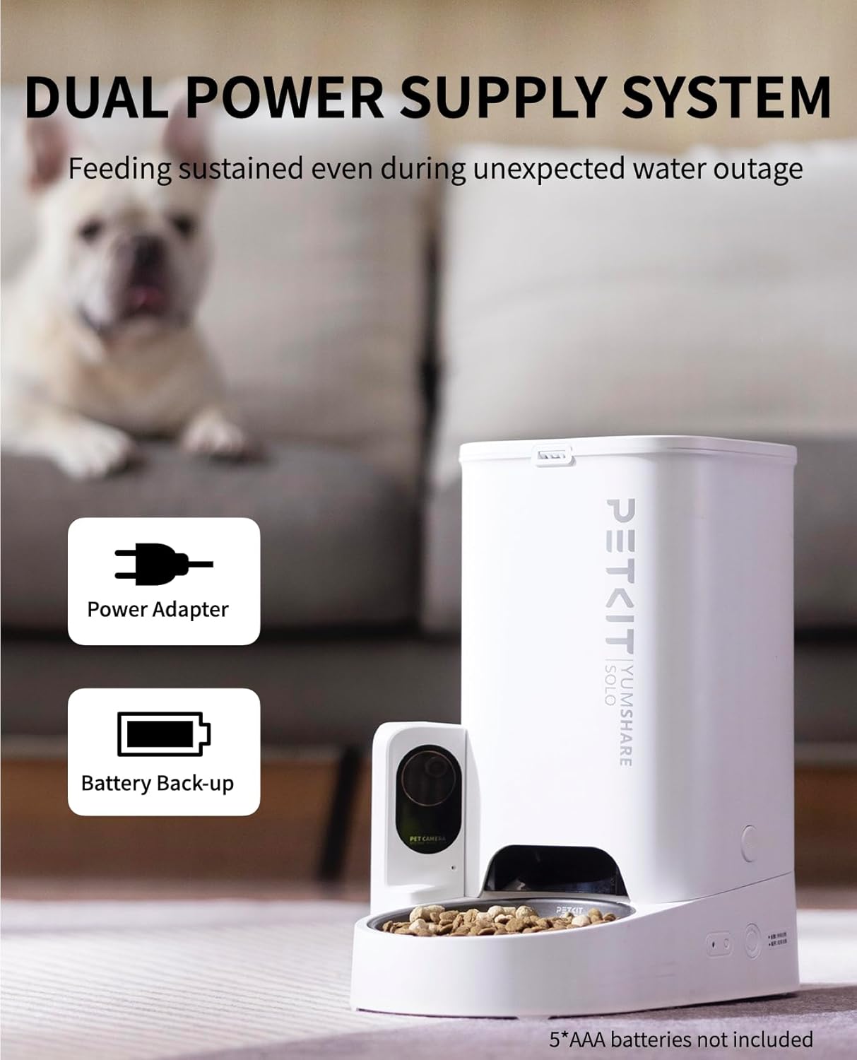 PETKIT Automatic Cat Feeder with Camera, 1080P HD Video with Night Vision, 2-Way Audio, 3L Auto Cat Feeder with Battery-Backup, Low Food & Blockage Sensor, App Control Cat Food Dispenser