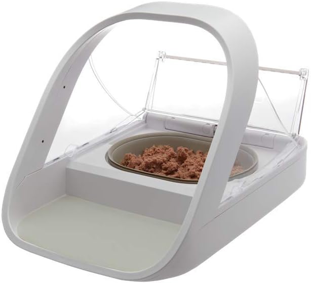 Sure Petcare SureFeed Microchip Pet Feeder with Sealed Lid, RFID Collar Tags Compatible, Works for Wet and Dry Food, White, 4 x C Cell Batteries Required, Not Included