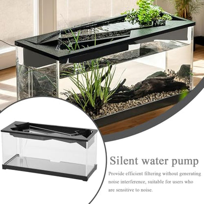 TINGLEY TROPICALS Small Fish Tank, Acrylic Clear Desk Aquarium, Compact Starter Kit with Filter, Built-In Air Pump System, 12.4x5.31x6.5inches Modern Tabletop Design for Home and Living Room Decor