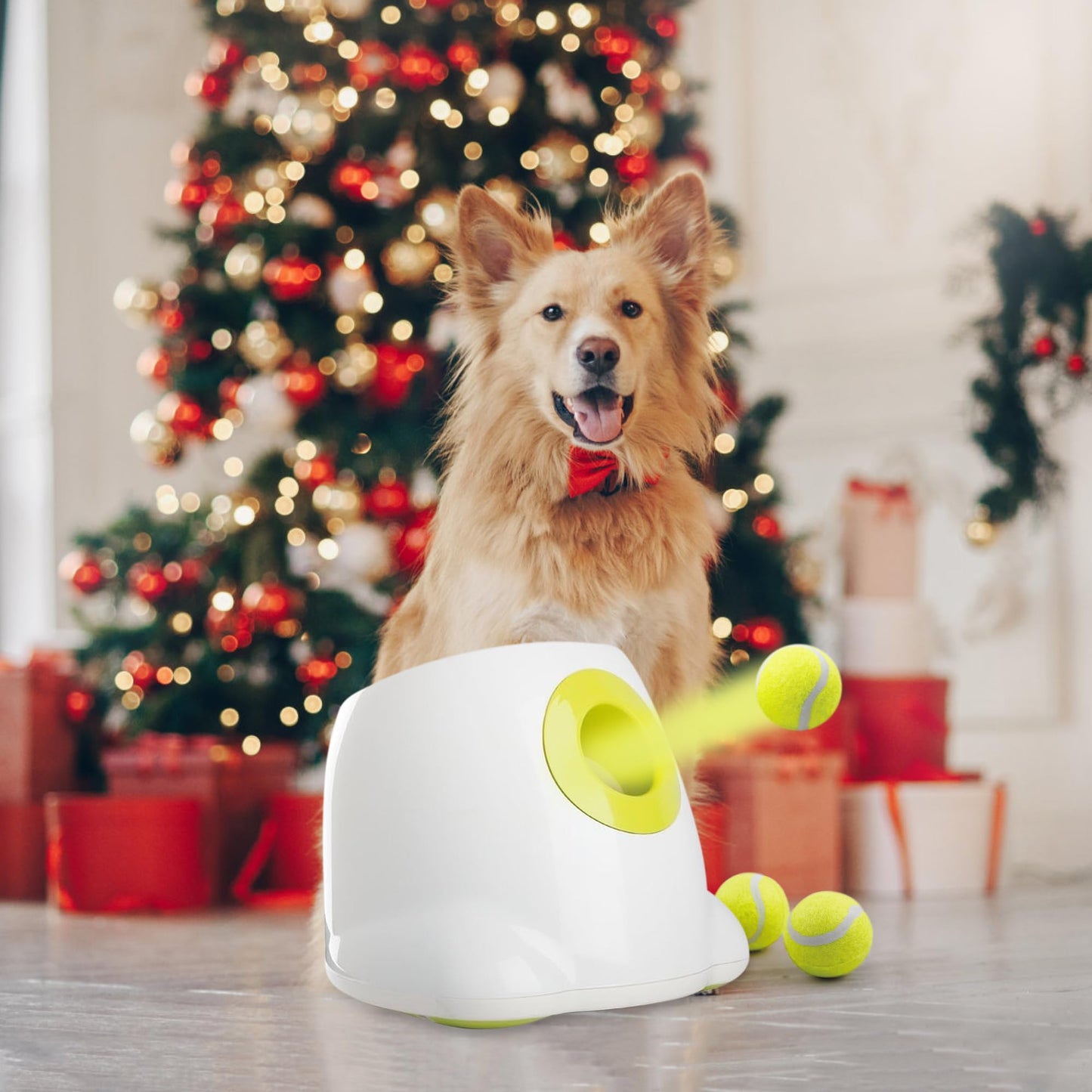 pet prime Automatic Dog Ball Launcher, Dog Ball Thrower with 10-30 Ft Throw Distance, Interactive Puppy Pet Fetch Toy, Mini Dog Ball Throwing Machine for Small Dogs, With 3 PCS 2" Tennis Balls