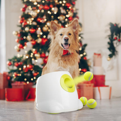 pet prime Automatic Dog Ball Launcher, Dog Ball Thrower with 10-30 Ft Throw Distance, Interactive Puppy Pet Fetch Toy, Mini Dog Ball Throwing Machine for Small Dogs, With 3 PCS 2" Tennis Balls