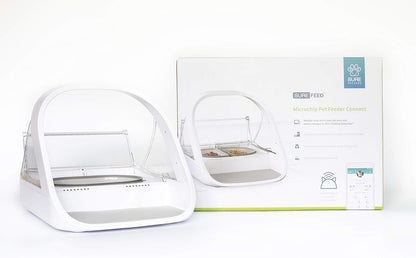 Sure Petcare SureFeed Microchip Pet Feeder Connect with Hub, RFID Collar Tags Compatible, Mobile App Control, for Wet and Dry Food, White, 4xC Cell Batteries Required, Not Included