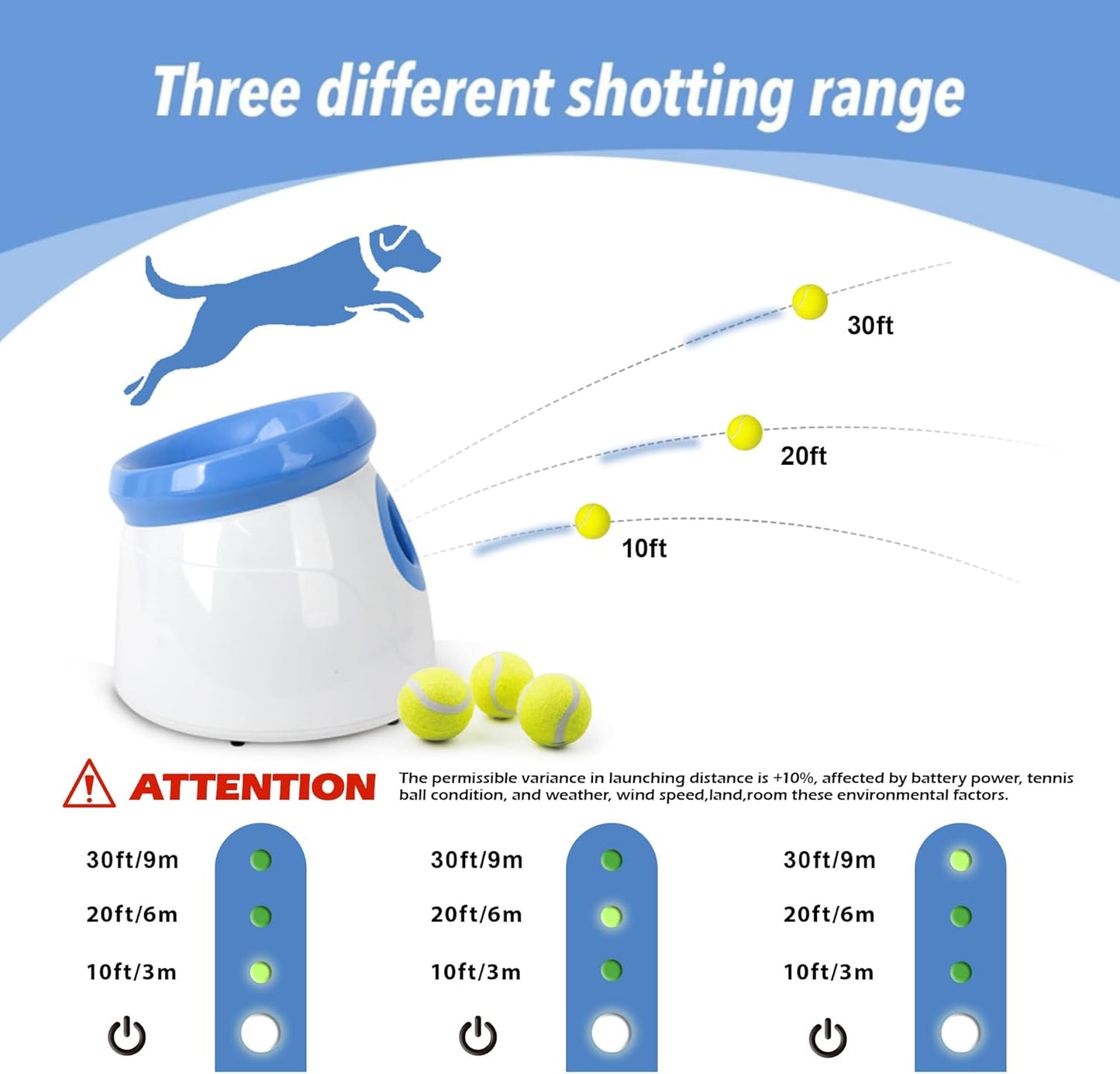 pet prime Automatic Dog Ball Launcher, Dog Ball Thrower with 10-30 Ft Throw Distance, Interactive Puppy Pet Fetch Toy, Mini Dog Ball Throwing Machine for Small Dogs, With 3 PCS 2" Tennis Balls